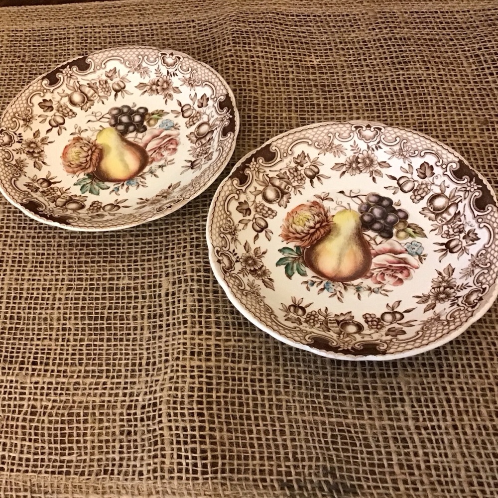 Two Vintage Johnson Brothers England Windsor Ware Harvest Fruit Saucers